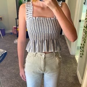 Cute scrunchy striped tank top